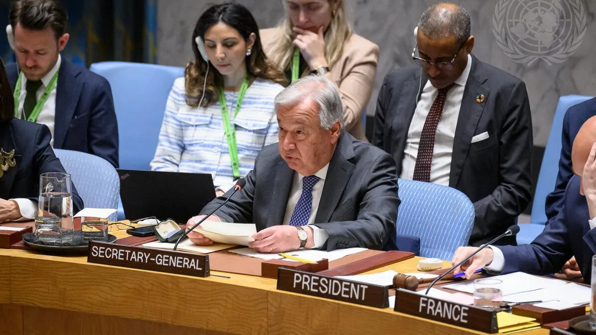 Secretary-General António Guterres addresses the Security Council meeting on the situation in the Middle East, including the Palestinian question. Secretary-General António Guterres addresses the Security Council meeting on the situation in the Middle East, including the Palestinian question.