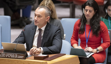 Nickolay Mladenov, UN Special Coordinator for the Middle East Peace Process, briefs the Security Council on the situation in the Middle East, including the Palestinian question. (UN Photo/Mark Garten -18 December 2018)