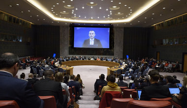 UN Special Coordinator for the Middle East Peace Process, Nickolay Mladenov briefs the Security Council on the situation in the Middle East (28 October 2019 - UN Photo/Loey Felipe)
