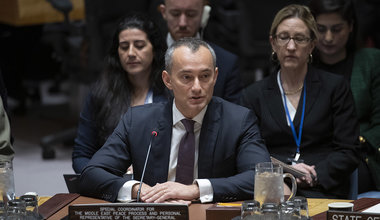 Nickolay Mladenov, Special Coordinator for the Middle East Peace Process and Personal Representative of the Secretary-General to the Palestine Liberation Organization and the Palestinian Authority, briefs the Security Council meeting on the situation in the Middle East, including the Palestinian question. 11 February 2020 United Nations, New York - UN Photo/Eskinder Debebe