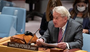 UN Special Coordinator for the Middle East Peace Process, Tor Wennesland, briefs the Security Council on the situation in the Middle East, including the Palestinian Question - (UN Photo/Eskinder Debebe - 30 November 2021)