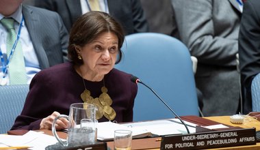 Rosemary DiCarlo, Under-Secretary-General for Political and Peacebuilding Affairs, briefs the Security Council on the situation in the Middle East. UN Photo/Eskinder Debebe