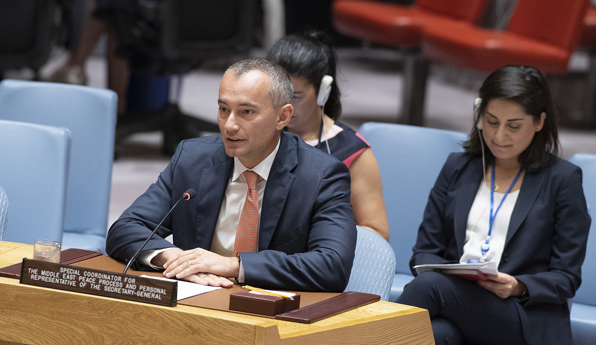 UN Special Coordinator Nickolay Mladenov briefing the Security Council on the Situation in the Middle East and reporting on UNSCR 2334 (2016) - 19 June 2018 (UN Photo/Eskinder Debebe)