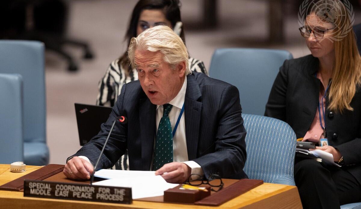 Tor Wennesland, Special Coordinator for the Middle East Peace Process, briefs the Security Council meeting on the Report of the Secretary-General on the implementation of UNSCR 2334 (2016) (UN Photo/Ariana Lindquist - 28/09/2022) 