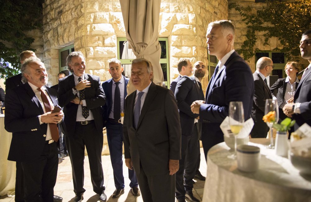 UN Secretary-General Antonio Guterres with members of the UNCT in Palestine (UN Photo/Ahed Izhiman - 29 August 2017) 