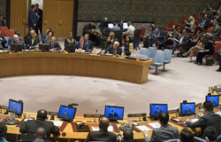 Nickolay Mladenov, UN Special Coordinator for the Middle East Peace Process and Personal Representative of the Secretary-General to the Palestine Liberation Organization and the Palestinian Authority, addresses the Security Council meeting on the situation in the Middle East, including the Palestinian question.