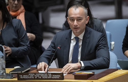 Nickolay Mladenov, UN Special Coordinator for the Middle East Peace Process, briefs the Security Council on the situation in the Middle East, reporting on UNSCR 2334. (UN Photo/Eskinder Debebe -26 March 2019)