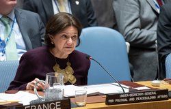 Rosemary DiCarlo, Under-Secretary-General for Political and Peacebuilding Affairs, briefs the Security Council on the situation in the Middle East. UN Photo/Eskinder Debebe